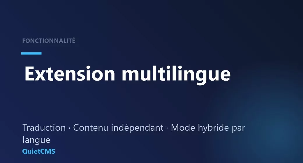 Fonctionnalités QuietCMS : multilingue, multisite, SEO et sécurité